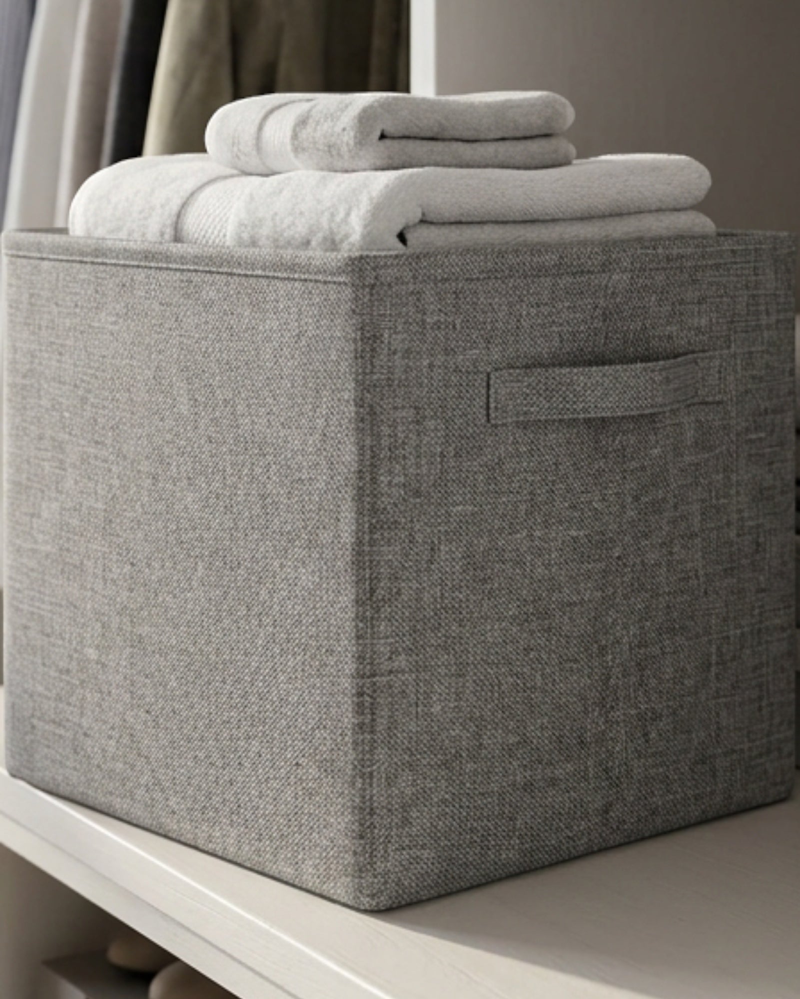Luvna Foldable Fabric Storage Basket Gray 13 in
