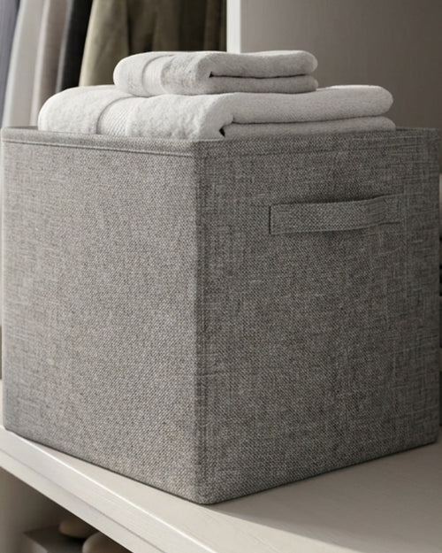 Luvna Foldable Fabric Storage Basket Gray 13 in