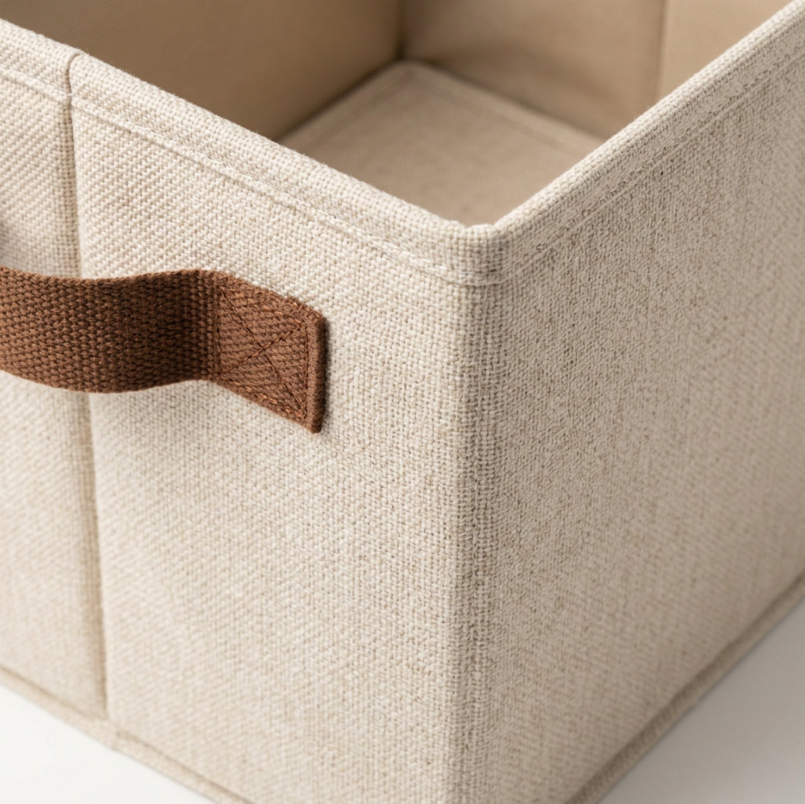 Luvna Hearthgrid Foldable Fabric Storage Basket 16 in Oatmeal Brown - Detail view