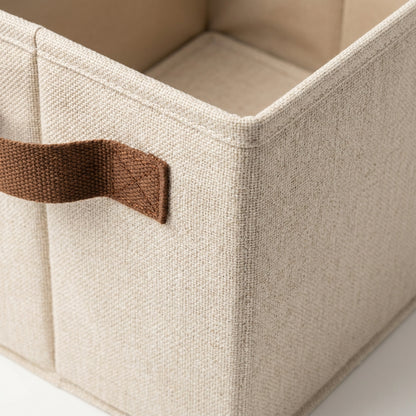Luvna Hearthgrid Foldable Fabric Storage Basket 16 in Oatmeal Brown - Detail view