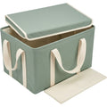 Luvna Lidloom Foldable Canvas Storage Basket with Lid 18 in Sage Cream - Product view