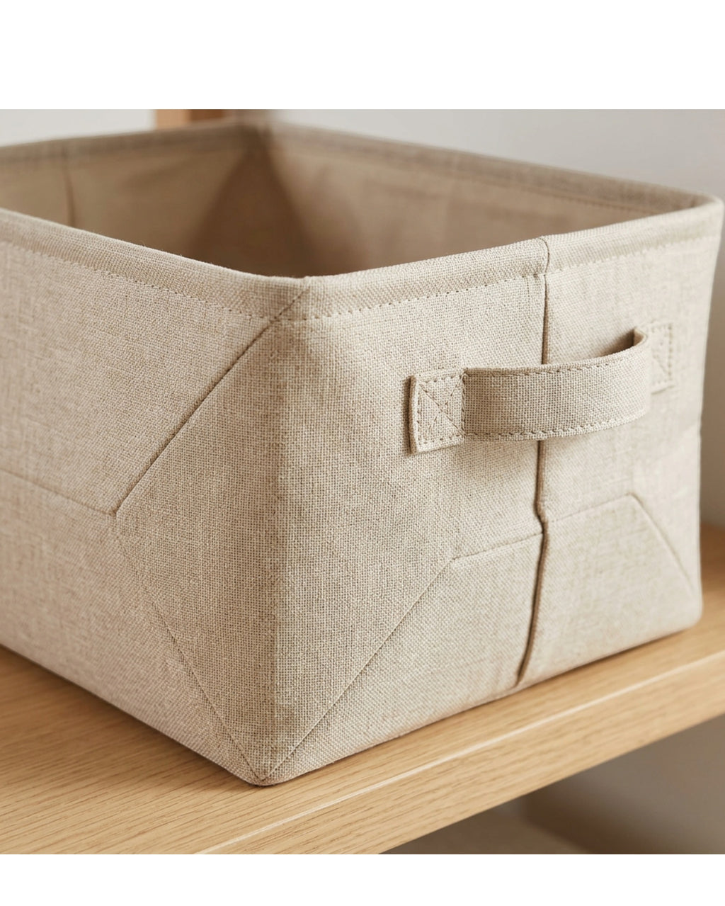 Luvna Rectangular Fabric Storage Basket Beige 16 in