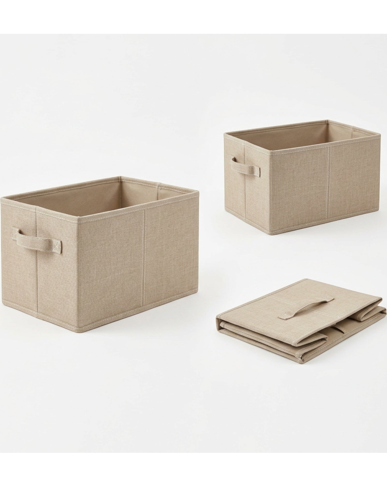Luvna Rectangular Fabric Storage Basket Beige 16 in