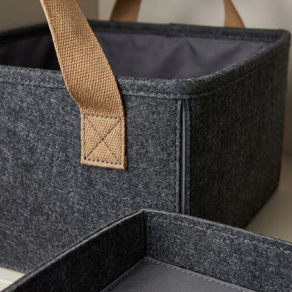Luvna Tallcrest Foldable Felt Storage Basket 17 in Charcoal Tan - Detail view