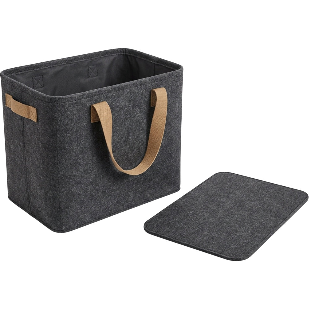 Luvna Tallcrest Foldable Felt Storage Basket 17 in Charcoal Tan - Product view